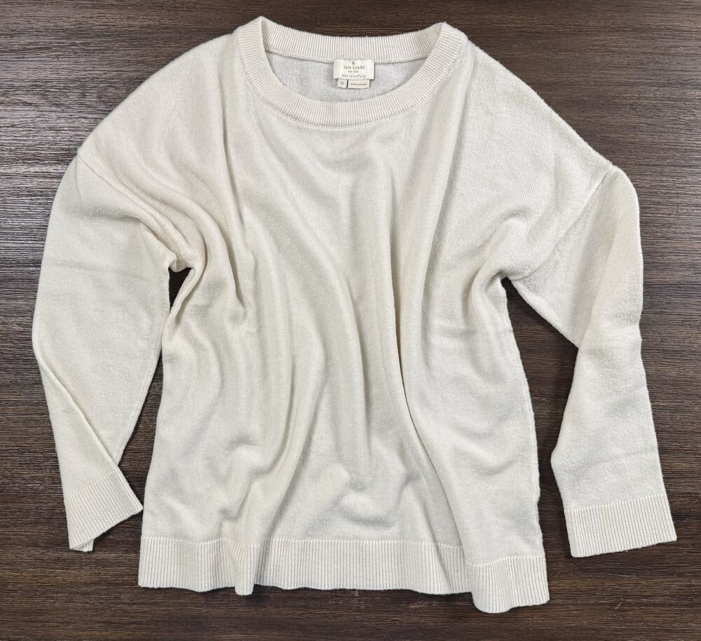 Kate Spade Bone White Wool Blend Sweater Women’s Medium Relaxed Fit